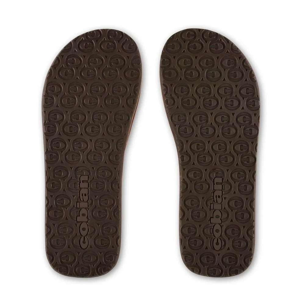 NEW Cobian Campo Lazo Brown Premium Leather Flip Flops Mens Sandals Size 12 $65